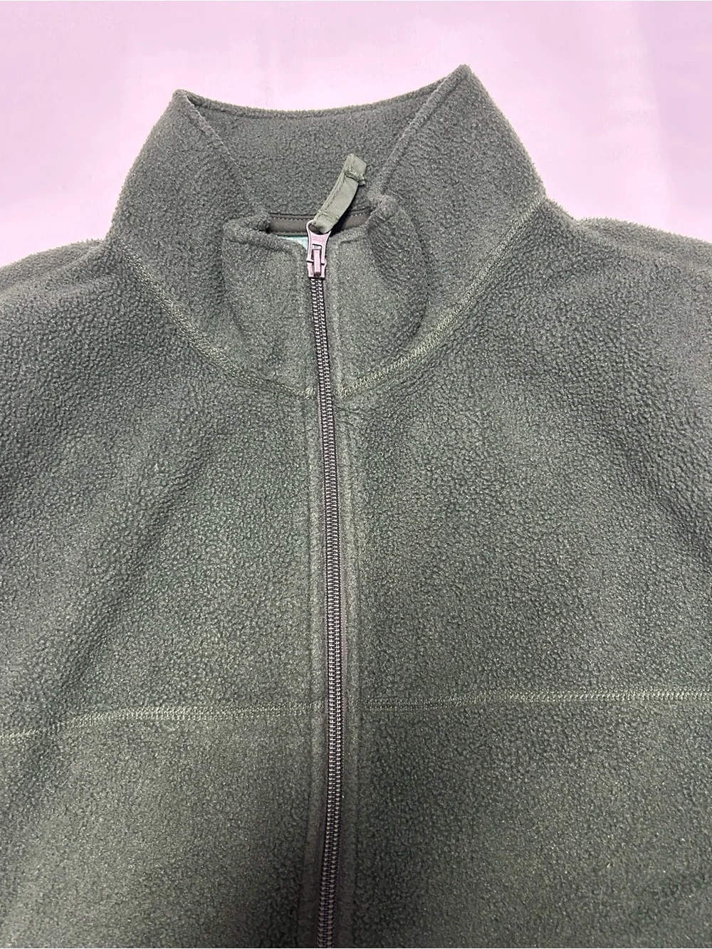 L.Bean Men’s Green Fleece Full Zip Vest Large Regular L Outdoor Hiking